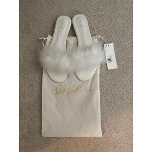 Rya Collection White Bridal Feather Slides
